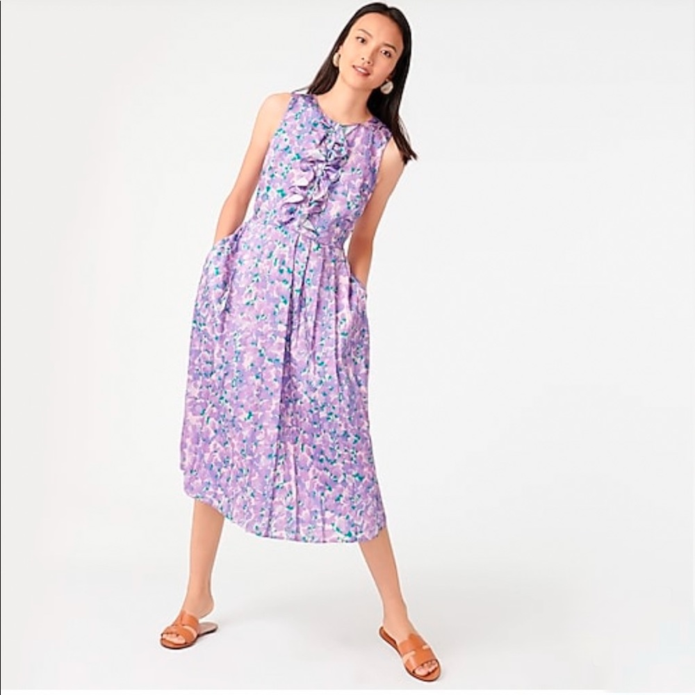 NWT J. Crew ruffle front pleated dress